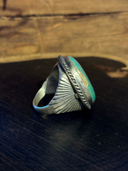 ABOVE THE SUN Navajo Sterling Silver & Turquoise Mens Ring 26R67 • Size 10