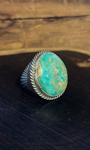 ABOVE THE SUN Navajo Sterling Silver & Turquoise Mens Ring 26R67 • Size 10