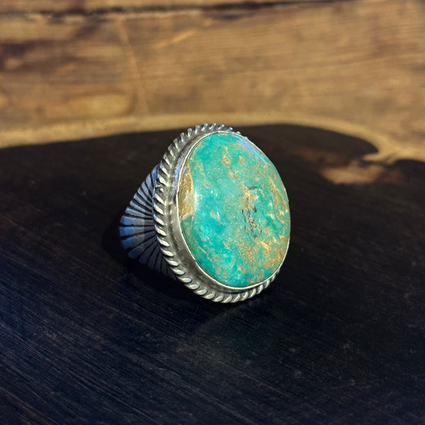 ABOVE THE SUN Navajo Sterling Silver & Turquoise Mens Ring 26R67 • Size 10