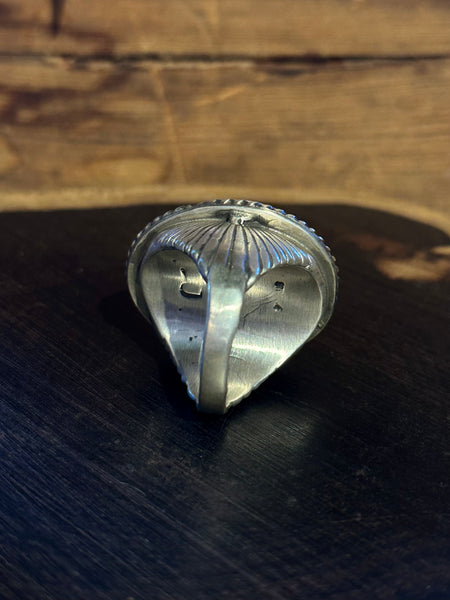 ABOVE THE SUN Navajo Sterling Silver & Turquoise Mens Ring 26R67 • Size 10