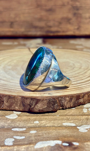 RUSSELL SAM NAVAJO Turquoise & Silver Mens Ring 26R68 • Size 12