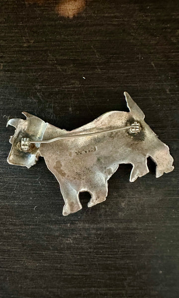 VINTAGE SCOTTISH TERRIER Sterling Silver Dog Pin