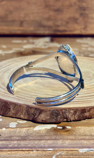 SAMSON ETSITTY NAVAJO Spiney Oyster & Sterling Silver Cuff 26C25