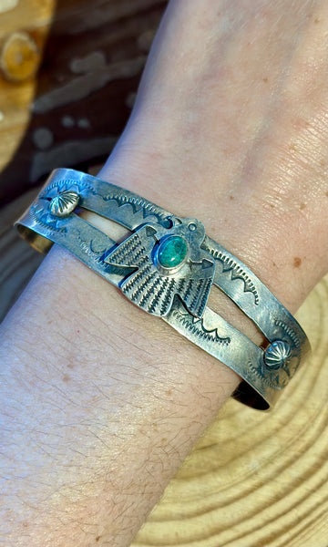 DAN DODSON Thunderbird Silver & Turquoise Cuff