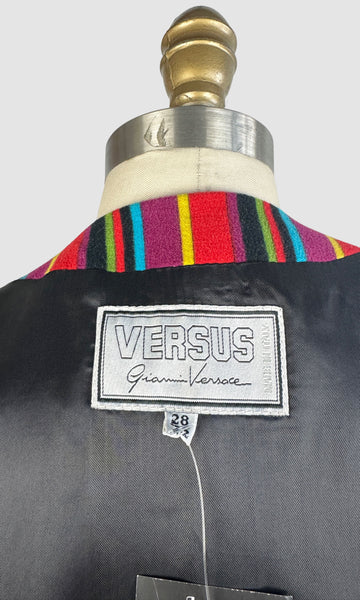 GIANNI VERSACE VERSUS 90s Striped Velveteen and Suede Vest • Small