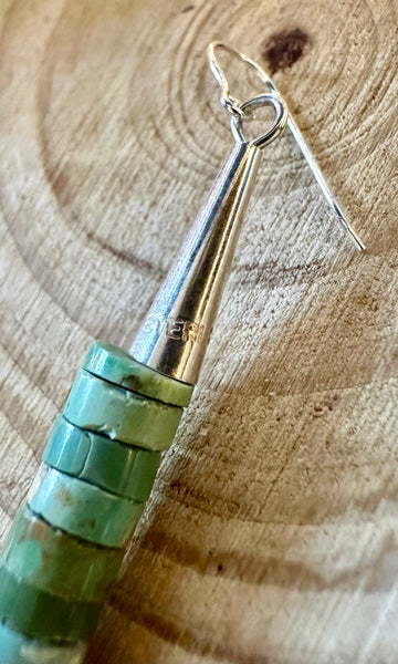 BEADED HEISHI TURQUOISE Cylinder Earrings