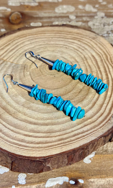 BEADED HEISHI TURQUOISE and Silver Earrings 26E15