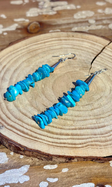 BEADED HEISHI TURQUOISE and Silver Earrings 26E15