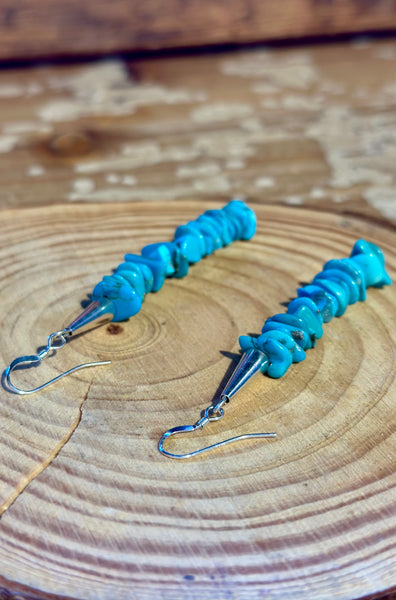 BEADED HEISHI TURQUOISE and Silver Earrings 26E15
