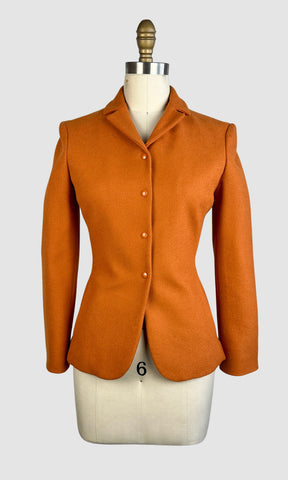 MIU MIU Vintage 90s Orange Blazer with Novelty Back Pocket • Small
