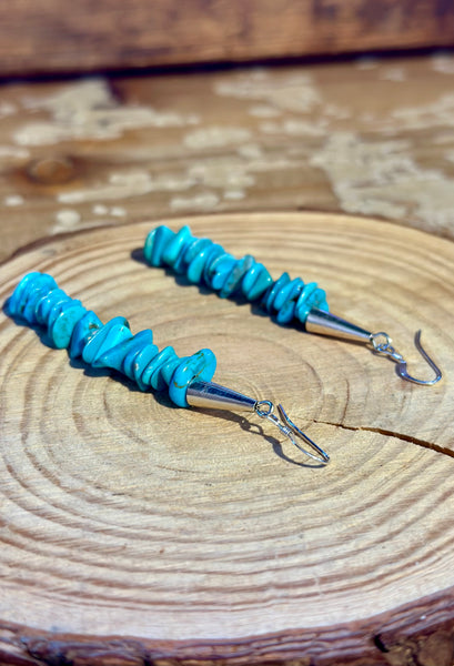 BEADED HEISHI TURQUOISE and Silver Earrings 26E15