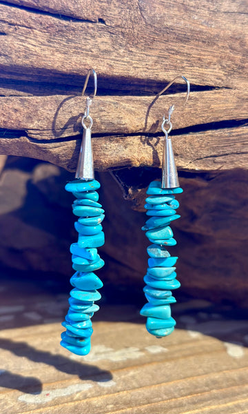 BEADED HEISHI TURQUOISE and Silver Earrings 26E15