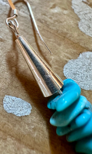 BEADED HEISHI TURQUOISE and Silver Earrings 26E15