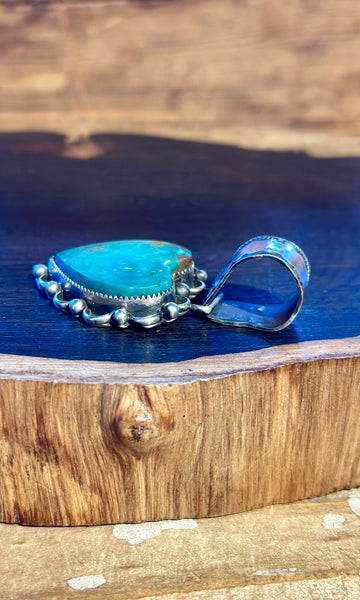 LAWRENCE ARCHULETA Buffalo Dancer Turquoise & Sterling Silver Heart Pendant