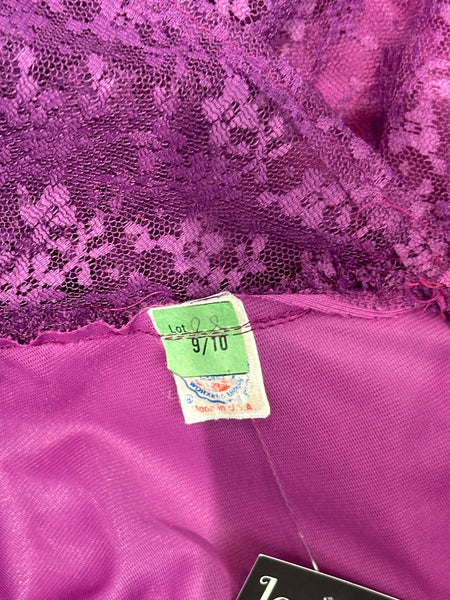 PRAIRIE TALE 70s Purple Chantilly Lace Granny  Dress • Small