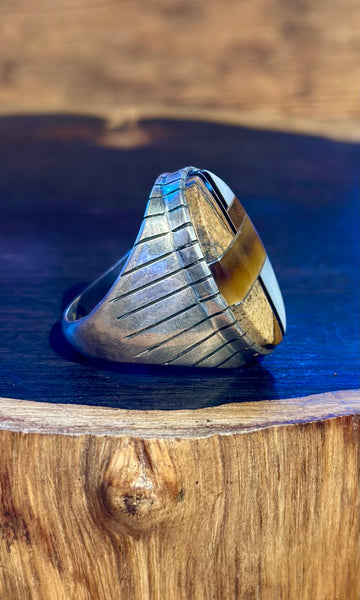 RAY JACK Navajo Multi Stone Inlay Mens Ring • Size 11.5