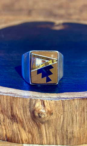 TULLY GUSTINE Navajo Multi Stone Inlay Men's Ring • Size 13