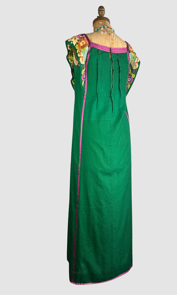 GIRASOL 70s Folk Embroidered Maxi Dress • Medium