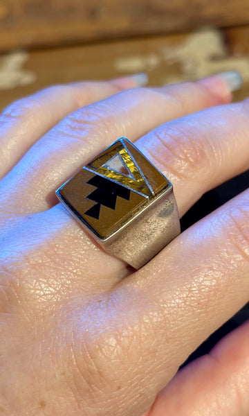 TULLY GUSTINE Navajo Multi Stone Inlay Men's Ring • Size 13