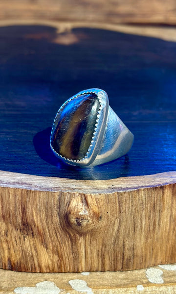 TIGER'S EYE Sterling Silver Mens Ring 26R32 • Size 10