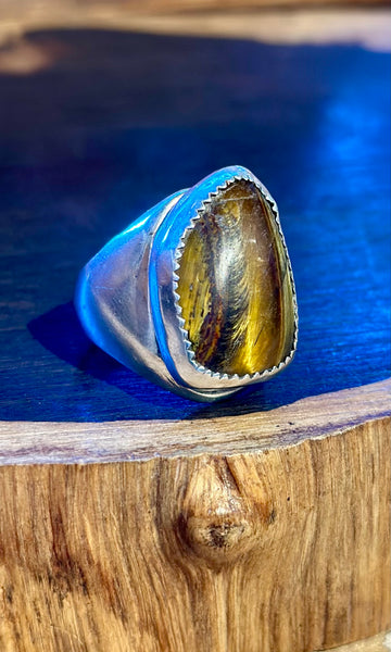 TIGER'S EYE Sterling Silver Mens Ring 26R32 • Size 10