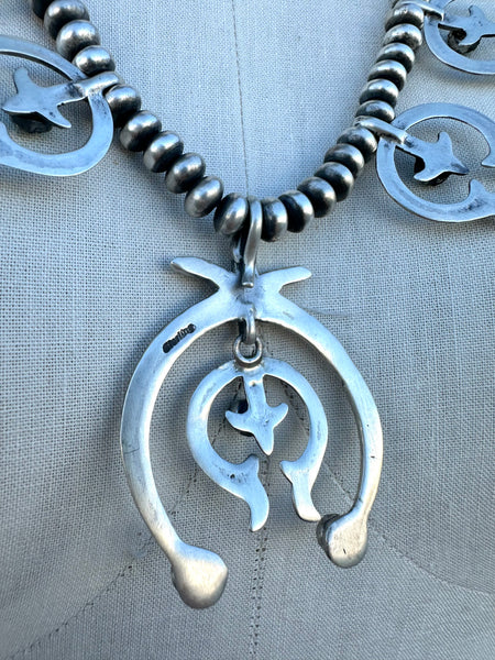 NAJA SQUASH BLOSSOM Turquoise & Sterling Silver Necklace