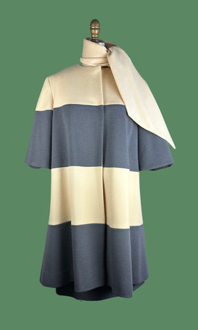 LILLI ANN KNIT 60s Mod Coat Dress and Scarf Set  • Small