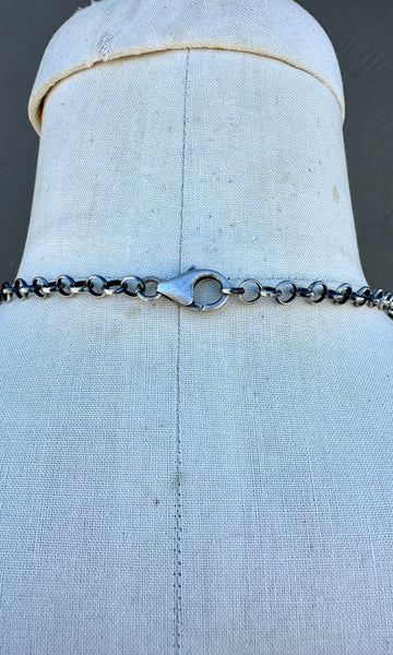 RUSSELL SAM THUNDERBIRD Navajo Silver & Turquoise Adjustable Necklace