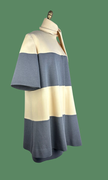 LILLI ANN KNIT 60s Mod Coat Dress and Scarf Set  • Small