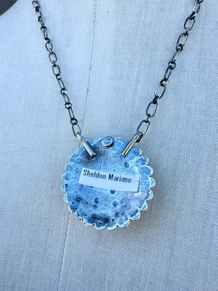 SHELDON MARIANO Floral Conch Silver & Turquoise Adjustable Necklace