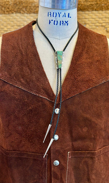 STEVE FRANCISCO Navajo Turquoise Small Inlay Bolo Tie 26B01