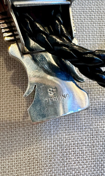 STEVE FRANCISCO Navajo Turquoise Small Inlay Bolo Tie 26B01