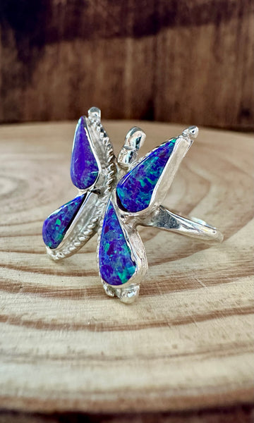 FLYING BUTTERFLY Opal and Silver Ring • Size 7 & 7 1/2