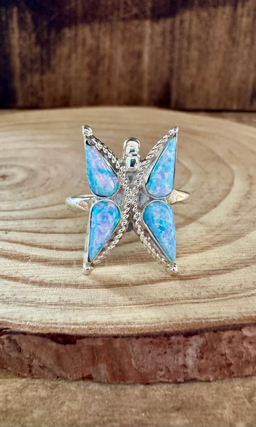 FLYING BUTTERFLY Opal and Silver Ring • Size 10 1/4