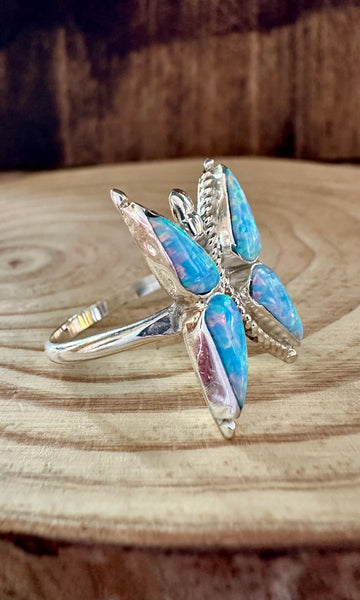 FLYING BUTTERFLY Opal and Silver Ring • Size 10 1/4