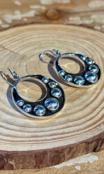 MEXICAN SILVER BUBBLE Hoop Earrings