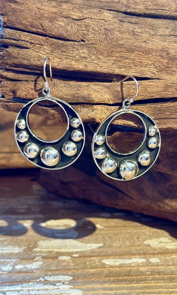 MEXICAN SILVER BUBBLE Hoop Earrings