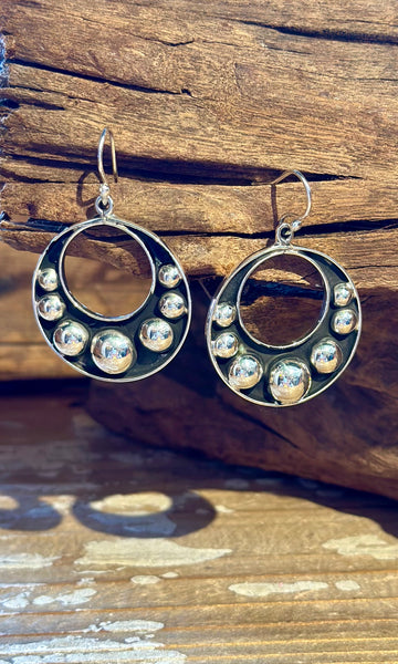 MEXICAN SILVER BUBBLE Hoop Earrings