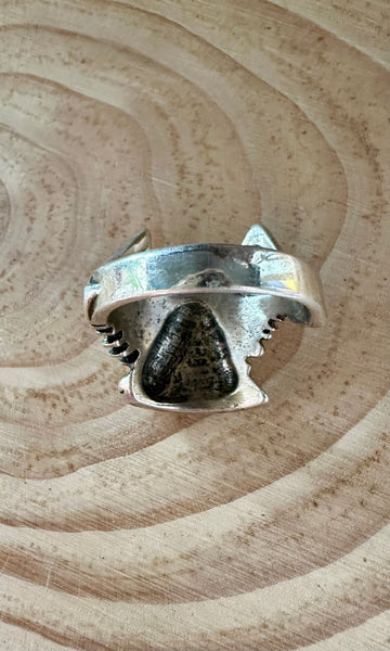 EAGLE LANDING Vintage Turquoise & Coral Silver Mens Ring • Size 9 1/4