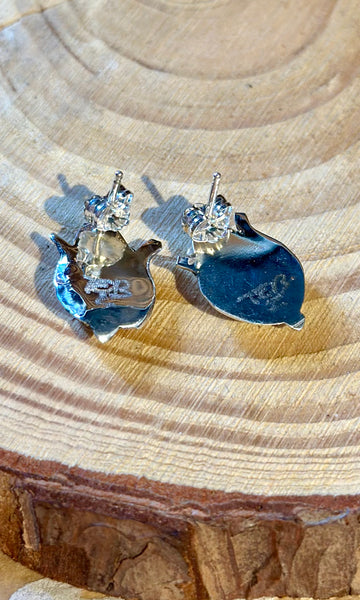 CORN HUSK TE Bowekaty Zuni Silver Stud Earrings