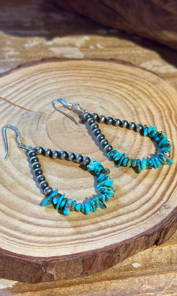 DINEH NATIVE ARTS Turquoise & Sterling Silver Earrings
