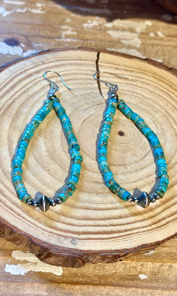 DINEH NATIVE ARTS Kingman Turquoise & Silver Earrings