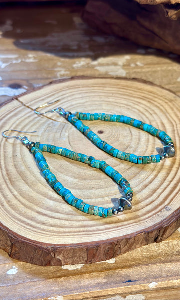 DINEH NATIVE ARTS Kingman Turquoise & Silver Earrings