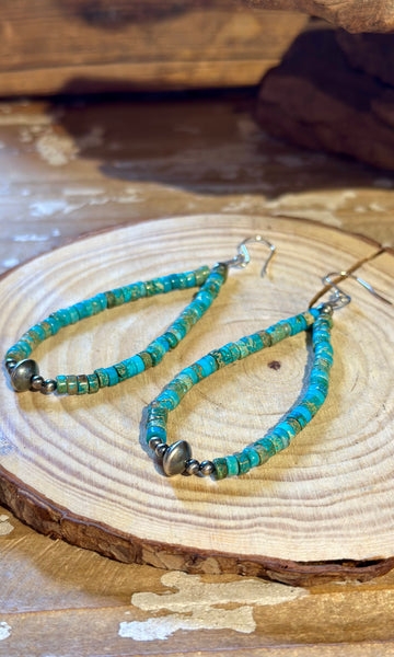 DINEH NATIVE ARTS Kingman Turquoise & Silver Earrings