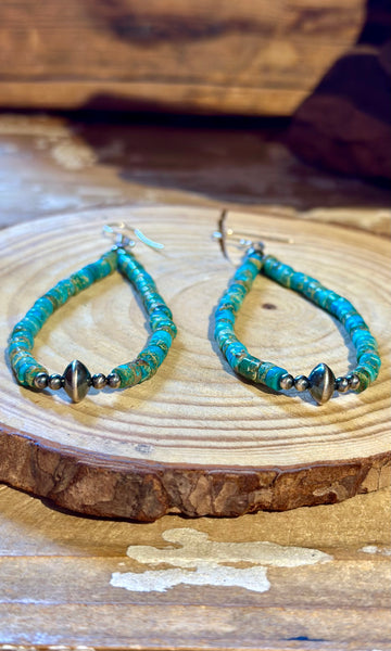 DINEH NATIVE ARTS Kingman Turquoise & Silver Earrings