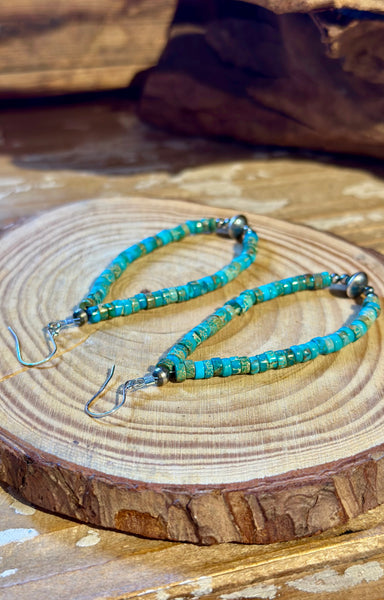 DINEH NATIVE ARTS Kingman Turquoise & Silver Earrings