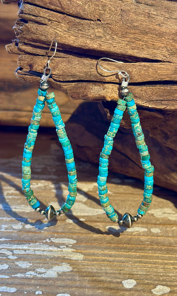 DINEH NATIVE ARTS Kingman Turquoise & Silver Earrings