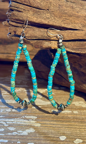 DINEH NATIVE ARTS Kingman Turquoise & Silver Earrings