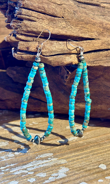 DINEH NATIVE ARTS Kingman Turquoise & Silver Earrings