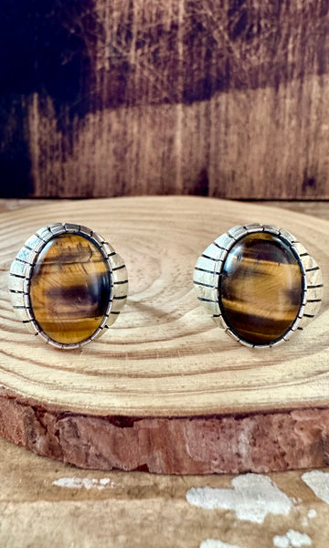 EYE of THE TIGER Ray Jack Silver Navajo Tigers Eye Ring • Size 9 1/2 & 11 1/2